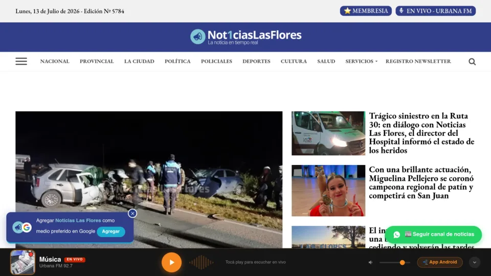 Captura de Noticias Las Flores