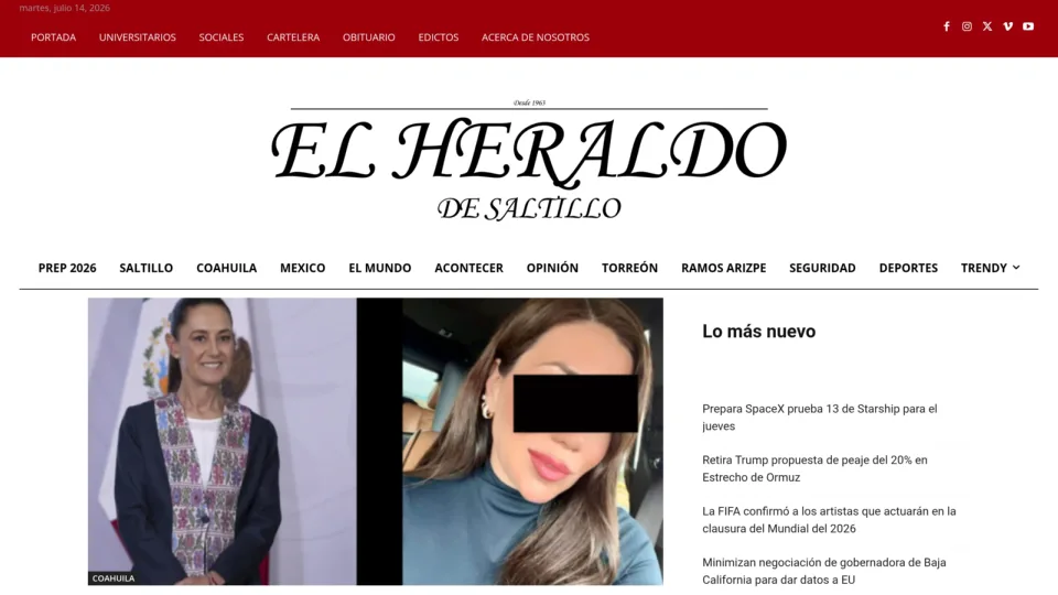 Captura de El Heraldo de Saltillo