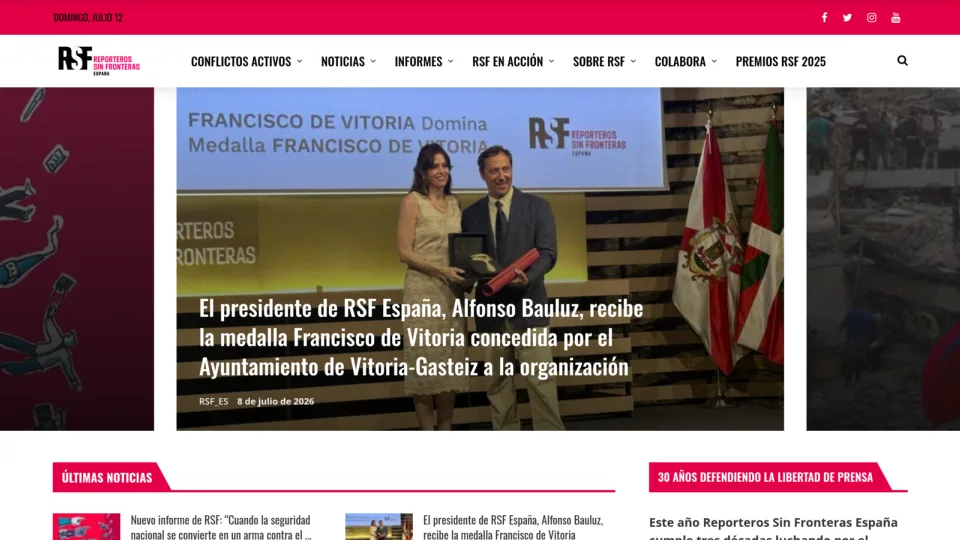 Captura de Reporteros sin Fronteras