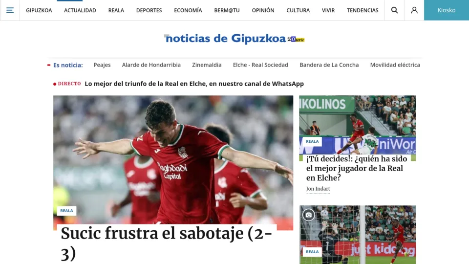 Captura de Diario de Noticias de Gipuzkoa