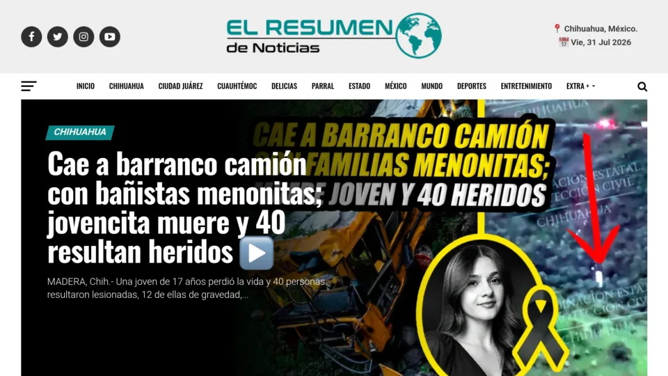 Captura de El Resumen de Noticias