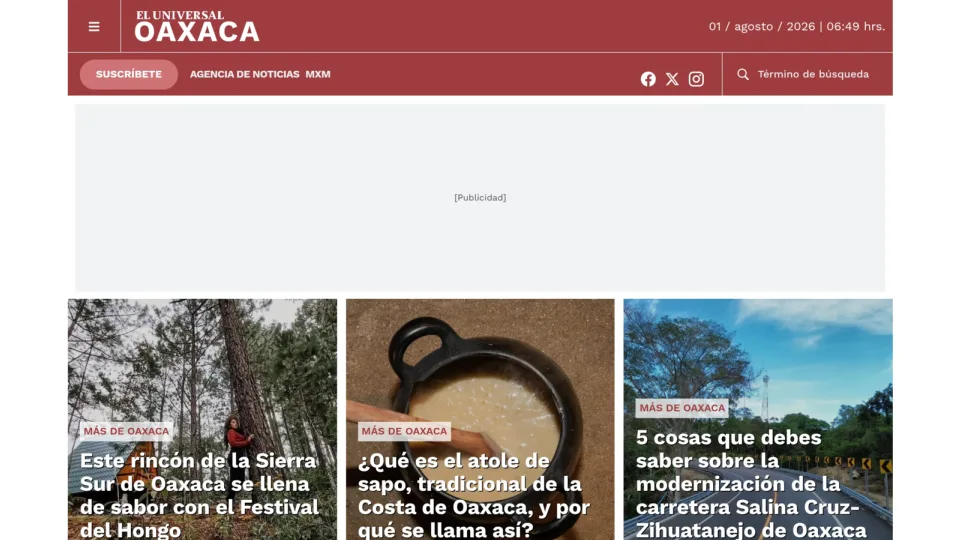 Captura de El Universal Oaxaca