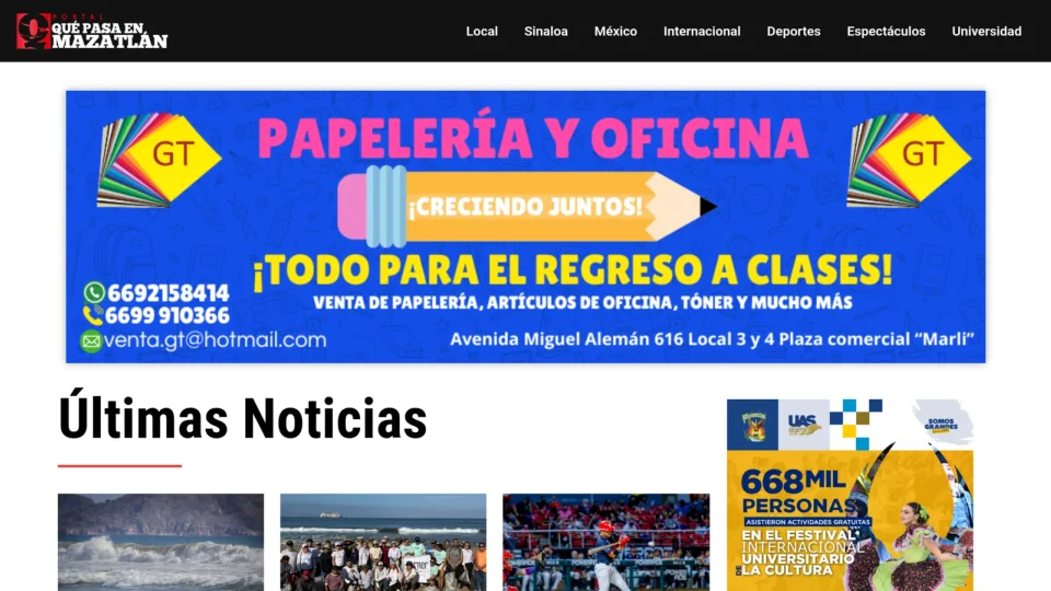Captura de QuÃ© Pasa en MazatlÃ¡n en LÃ­nea