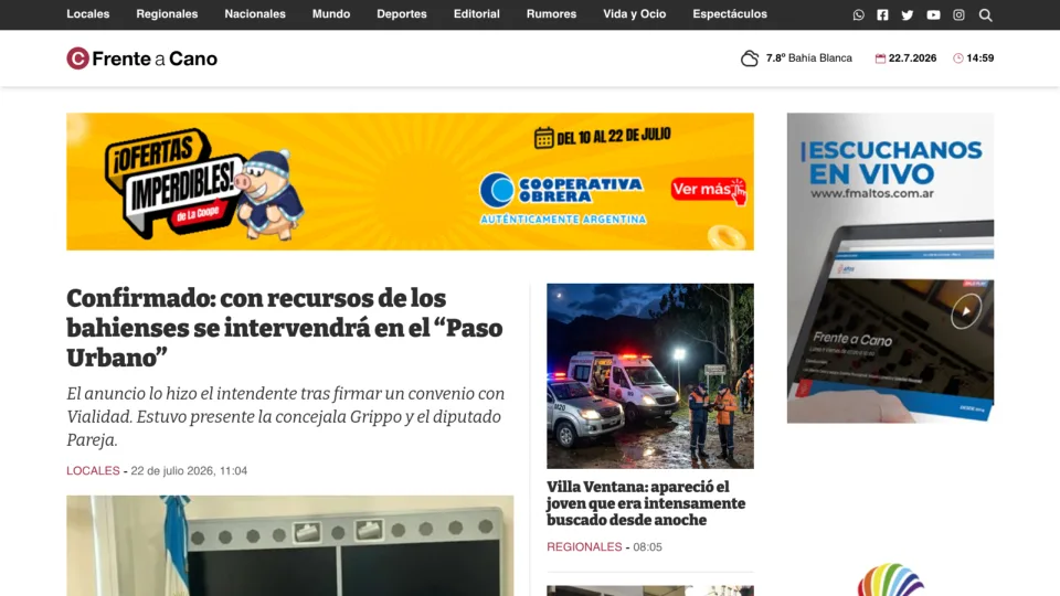 Captura de Frente a Cano