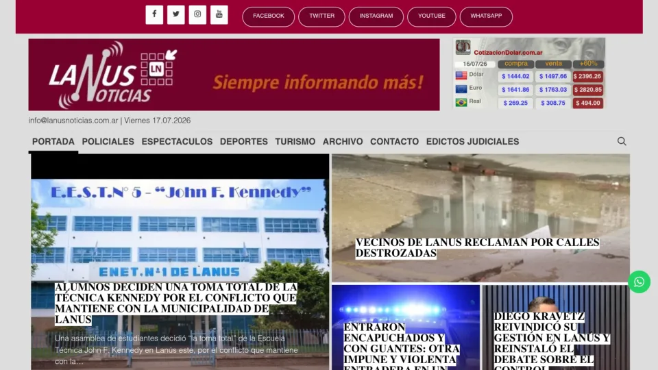 Captura de Lanús Noticias