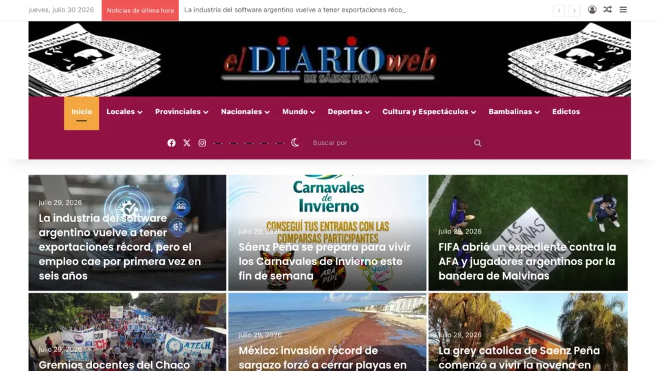 Captura de El Diario de Sáenz Peña
