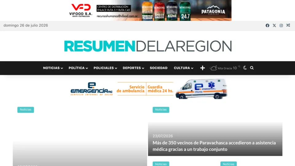 Captura de Resumen de la Región