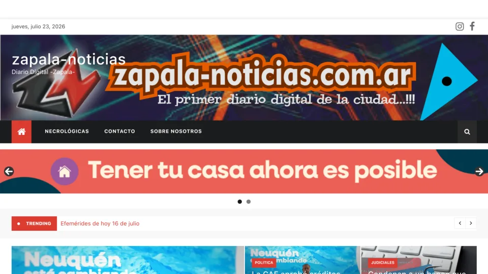 Captura de Zapala Noticias