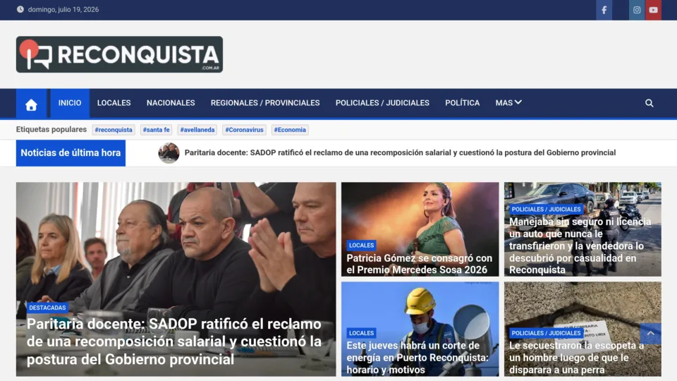 Captura de Reconquista.com.ar