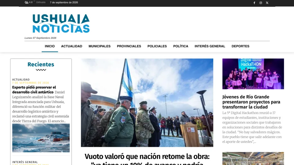 Captura de Ushuaia Noticias