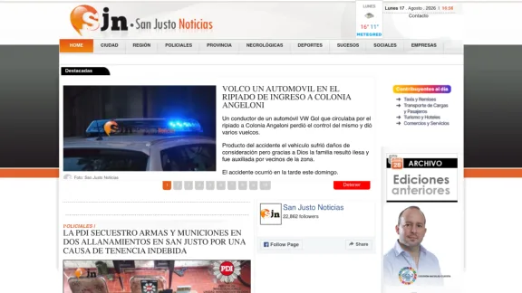 Captura de San Justo Noticias