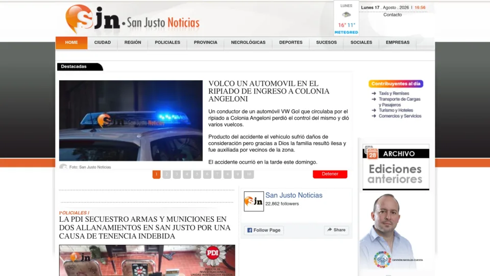 Captura de San Justo Noticias