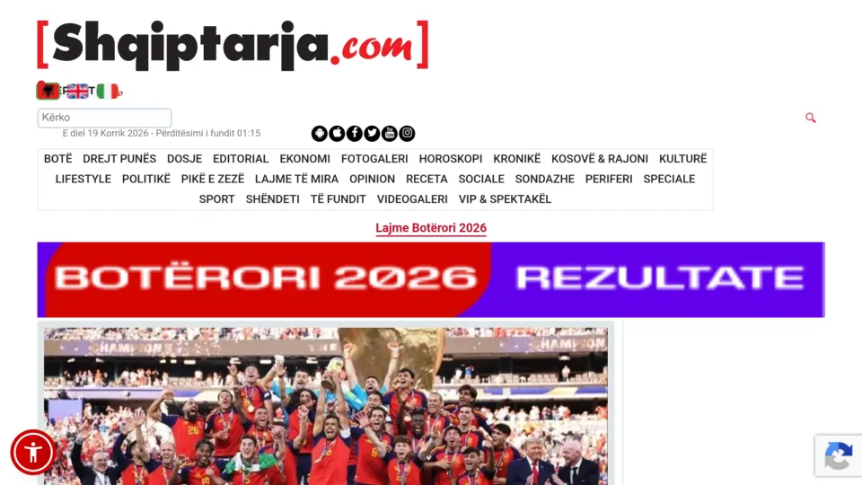 Captura de Shqiptarja.com