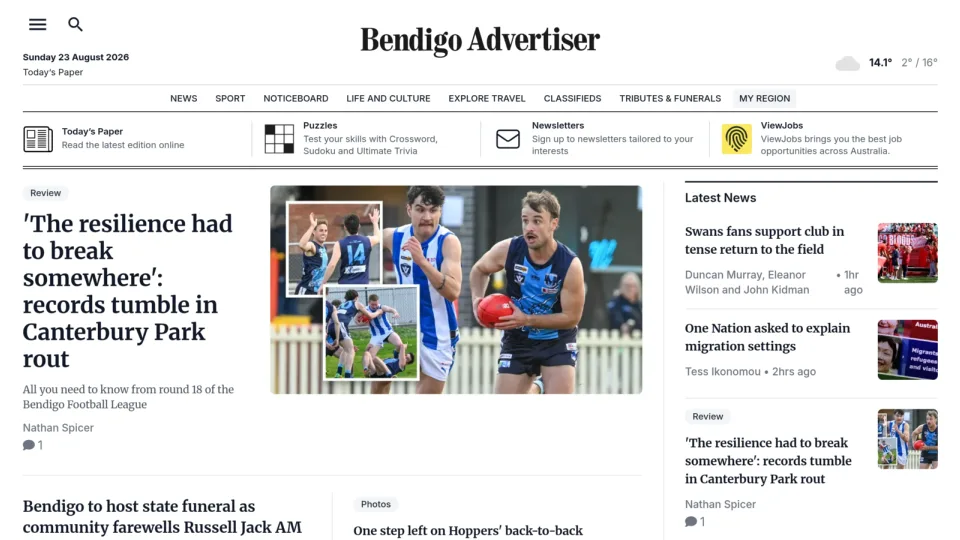 Captura de Bendigo Advertiser