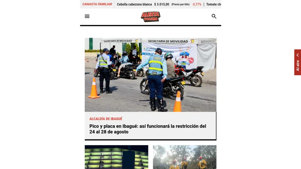Captura de Alerta Tolima