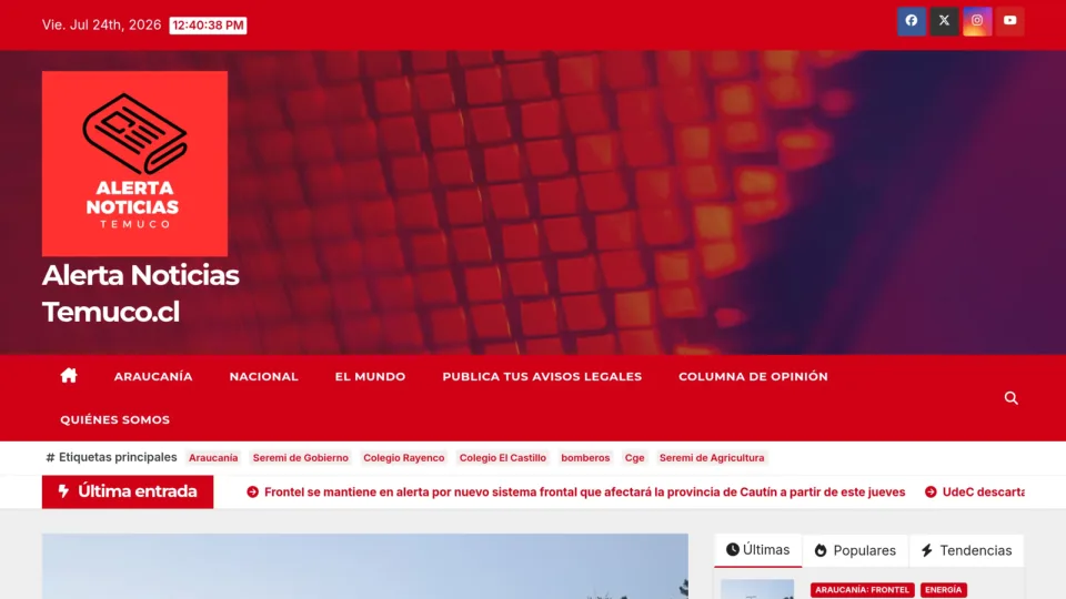 Captura de Alerta Noticias Temuco