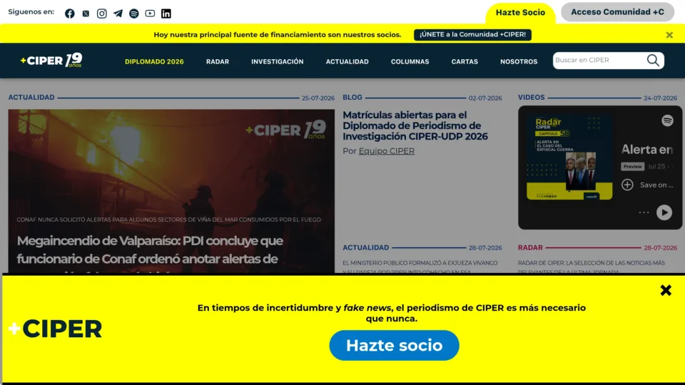 Captura de CIPER Chile