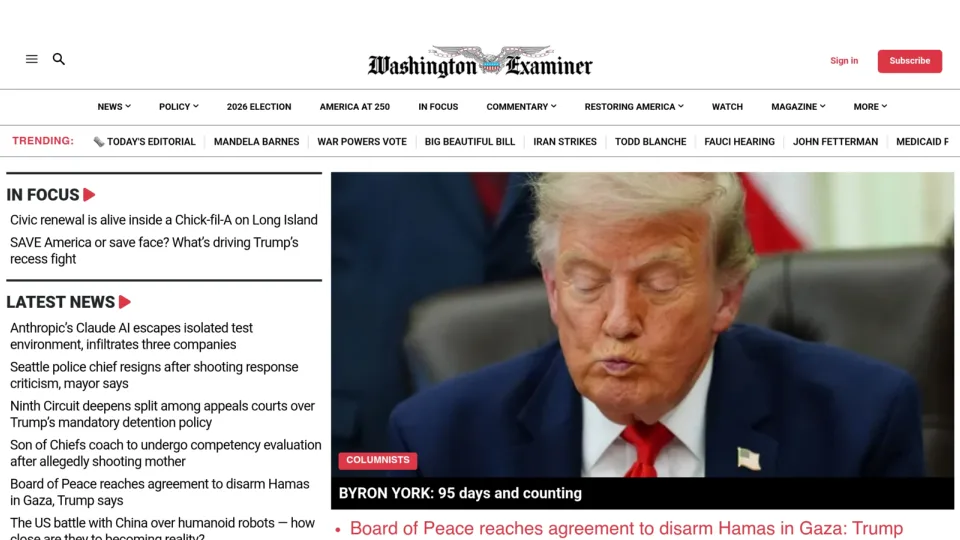 Captura de Washington Examiner