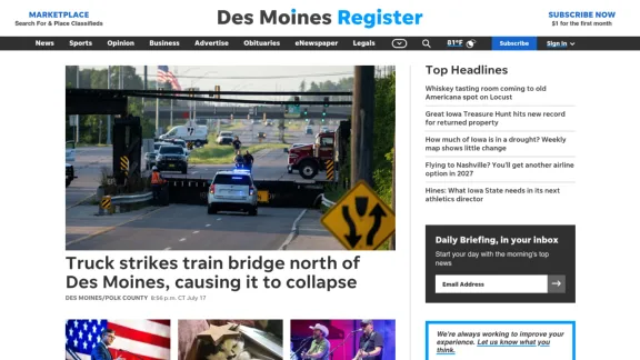 Captura de Desmoines Register