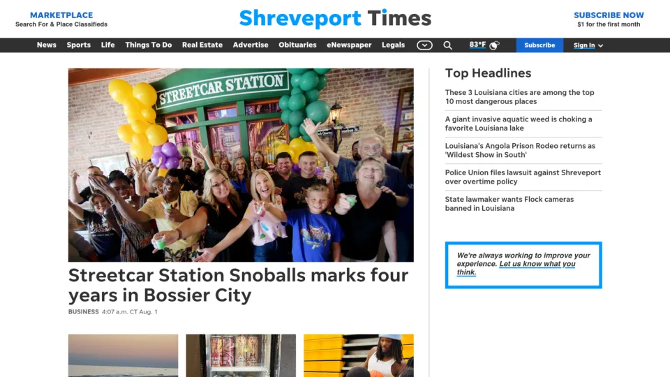 Captura de Shreveport Times