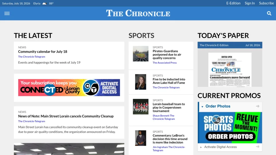 Captura de The Chronicle-Telegram