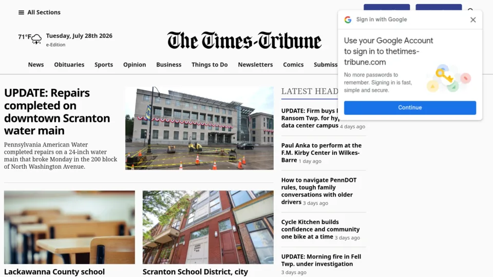 Captura de The Times Tribune