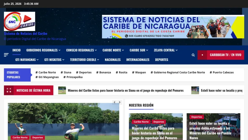 Captura de Sistema de Noticias del Caribe