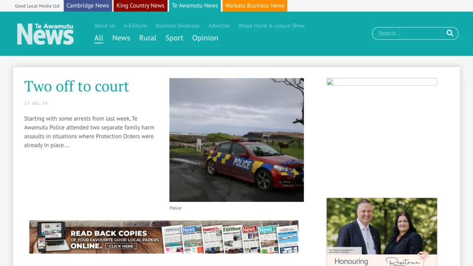 Captura de Te Awamutu News