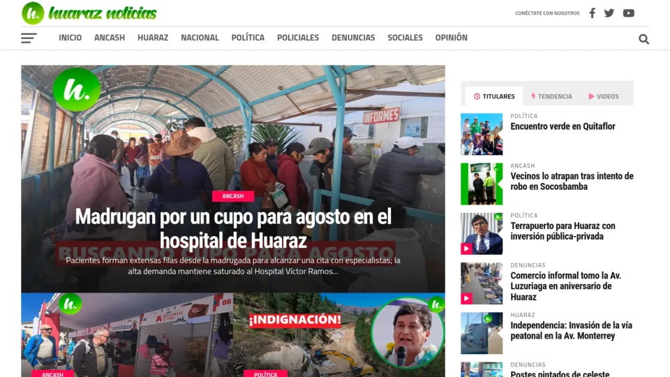 Captura de Huaraz Noticias