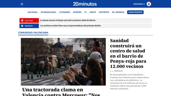 Captura de 20 Minutos Comunidad Valenciana