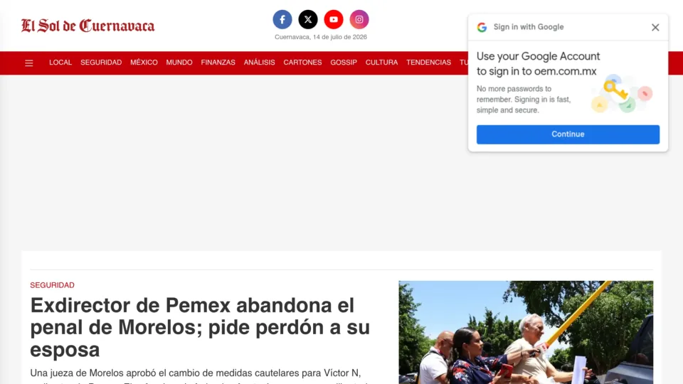 Captura de El Sol de Cuernavaca