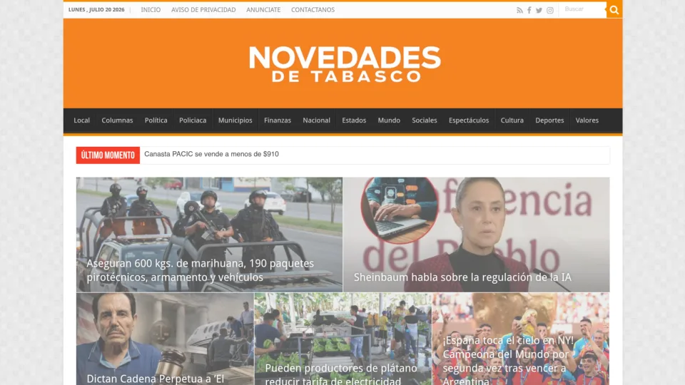 Captura de Novedades de Tabasco