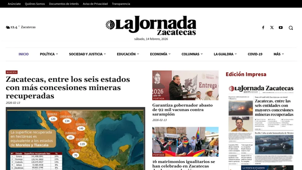 Captura de La Jornada Zacatecas