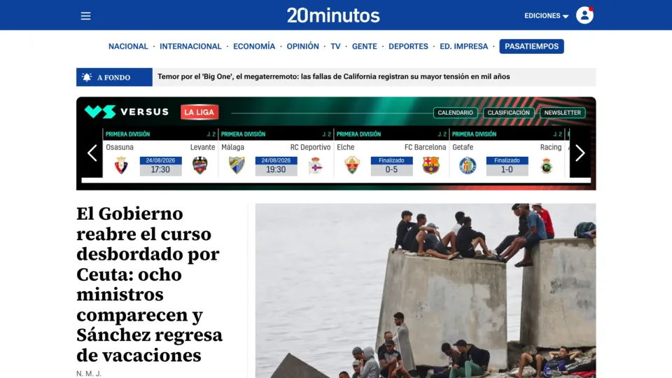 Captura de 20 Minutos