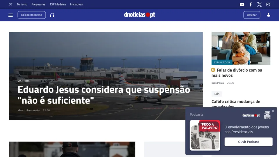 Captura de Diário de Notícias Madeira
