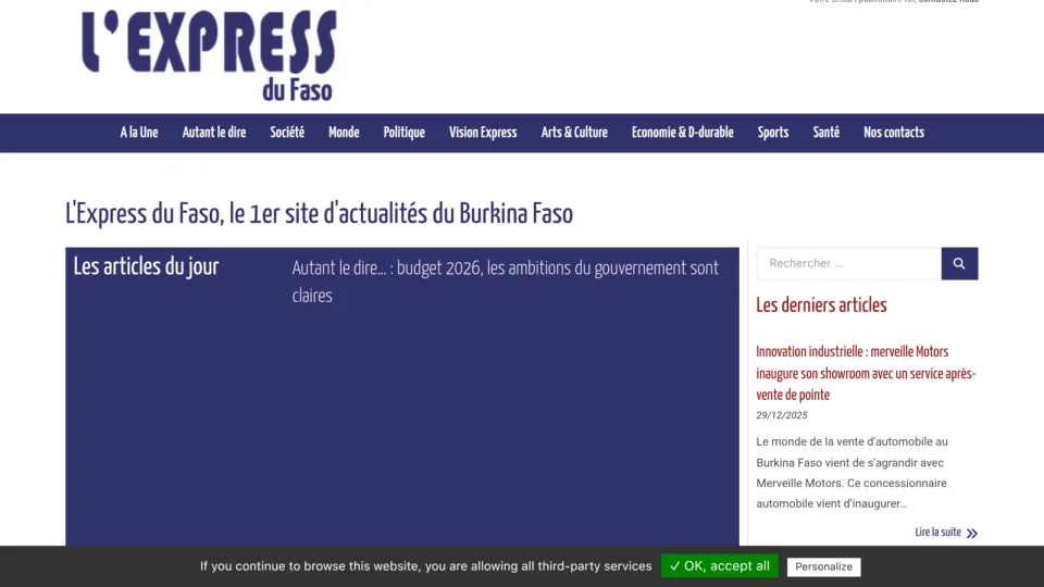 Captura de L’Express du Faso