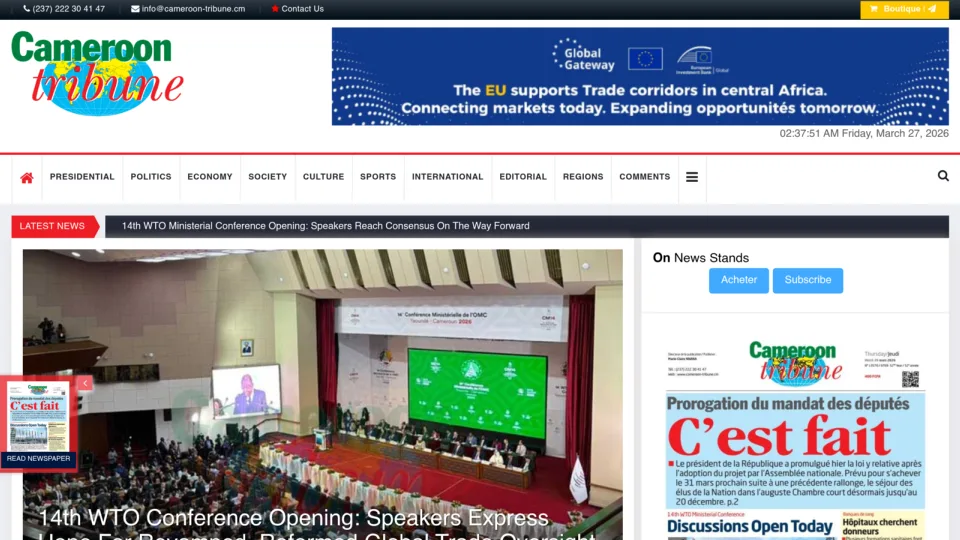 Captura de Cameroon Tribune