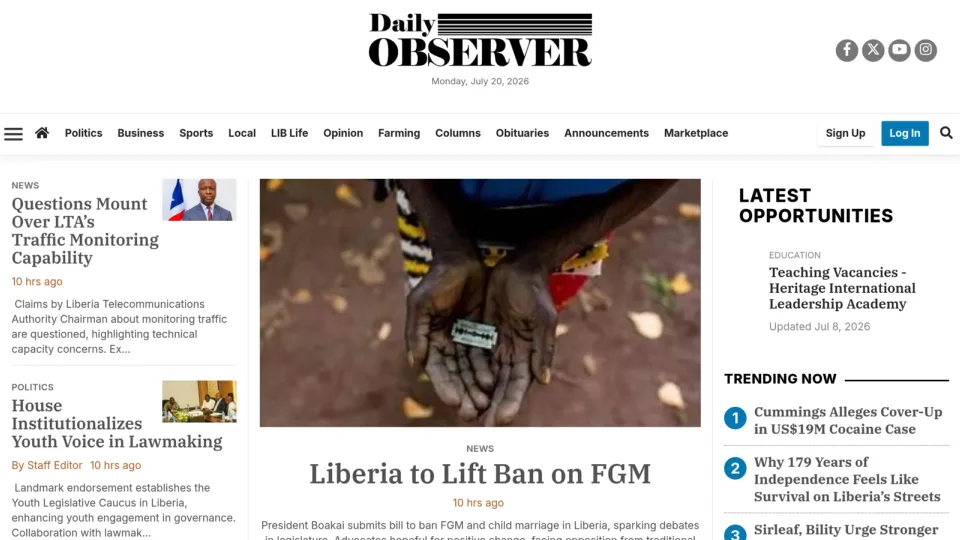 Captura de Liberian Observer