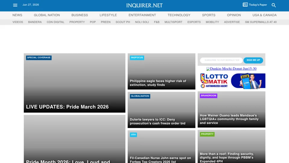 Captura de Philippine Daily Inquirer