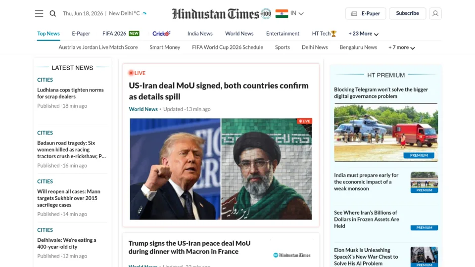 Captura de Hindustan times