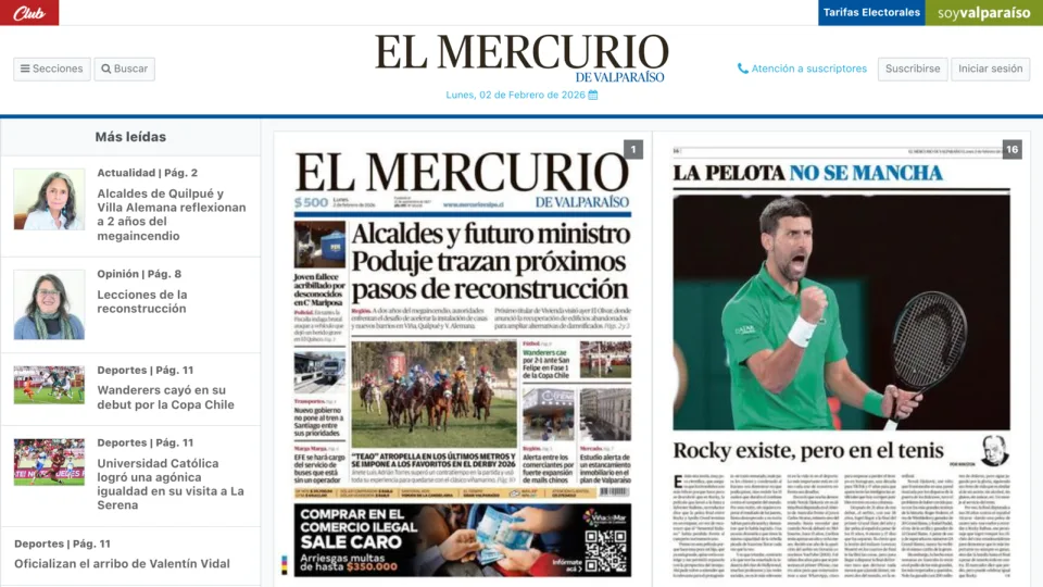 Captura de El Mercurio de Valparaiso