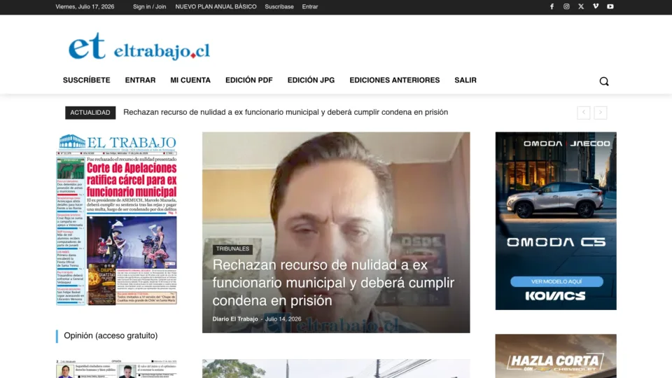 Captura de El Trabajo