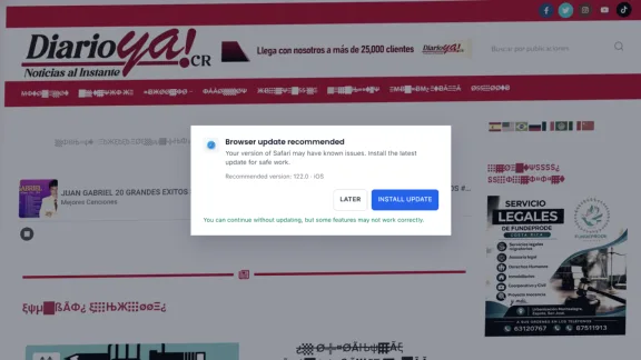 Captura de Diario Ya Costa Rica