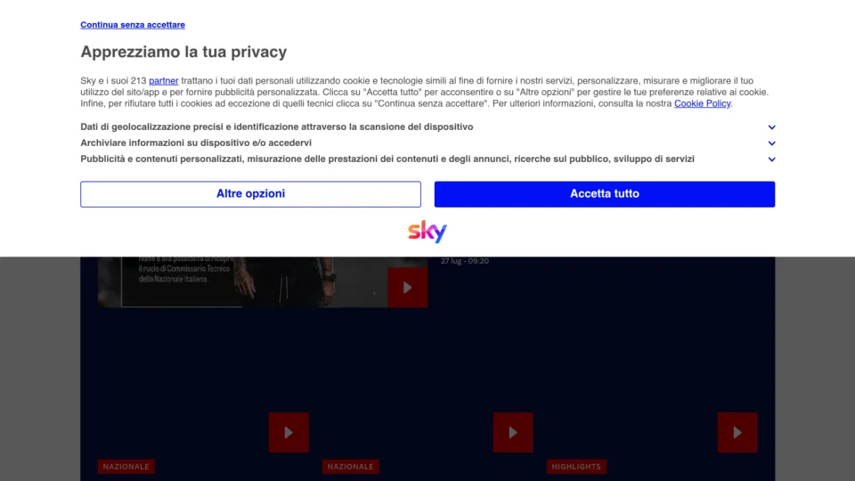 Captura de Sky Sport Italia