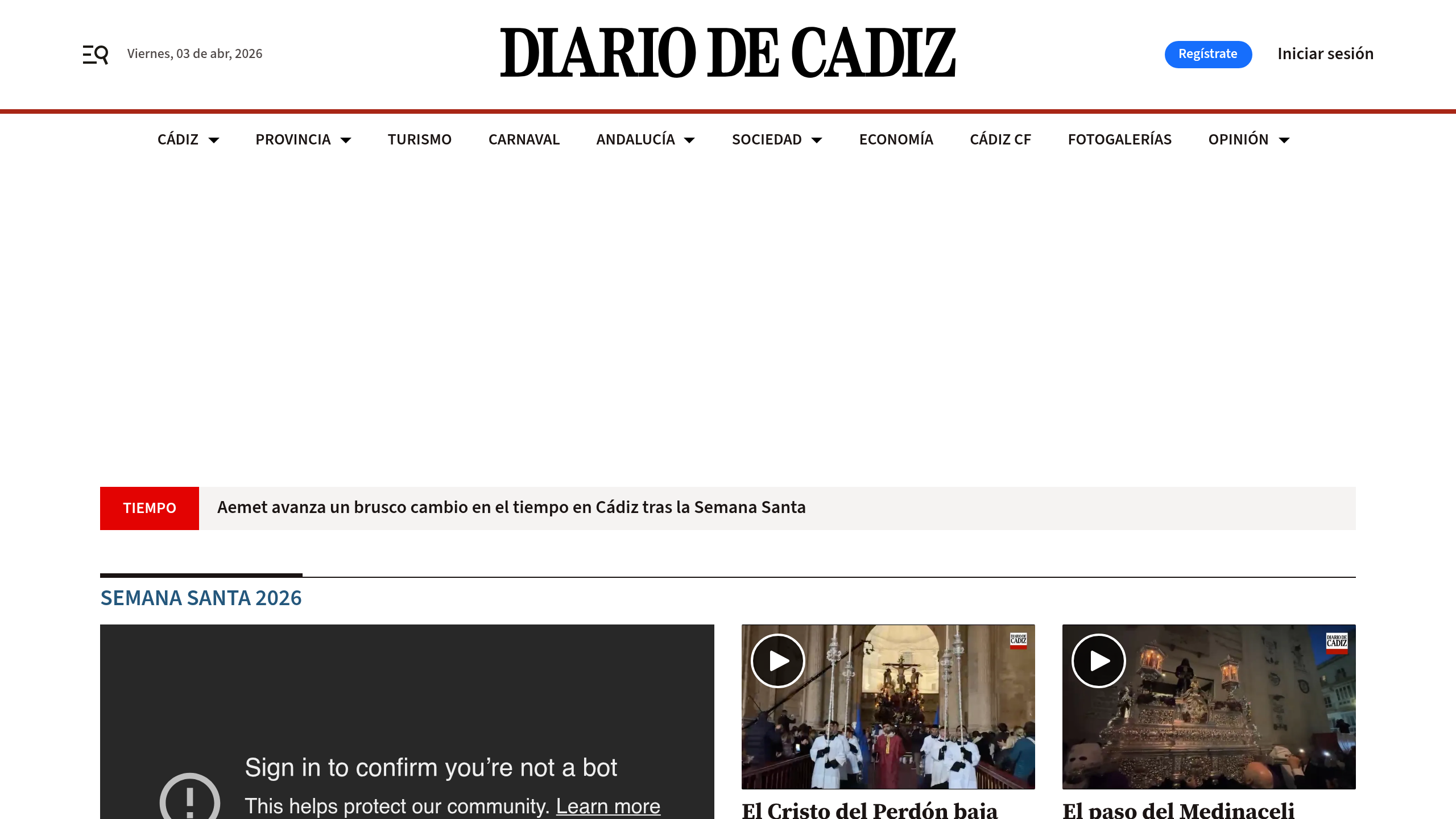 Captura de pantalla de Diario de Cádiz