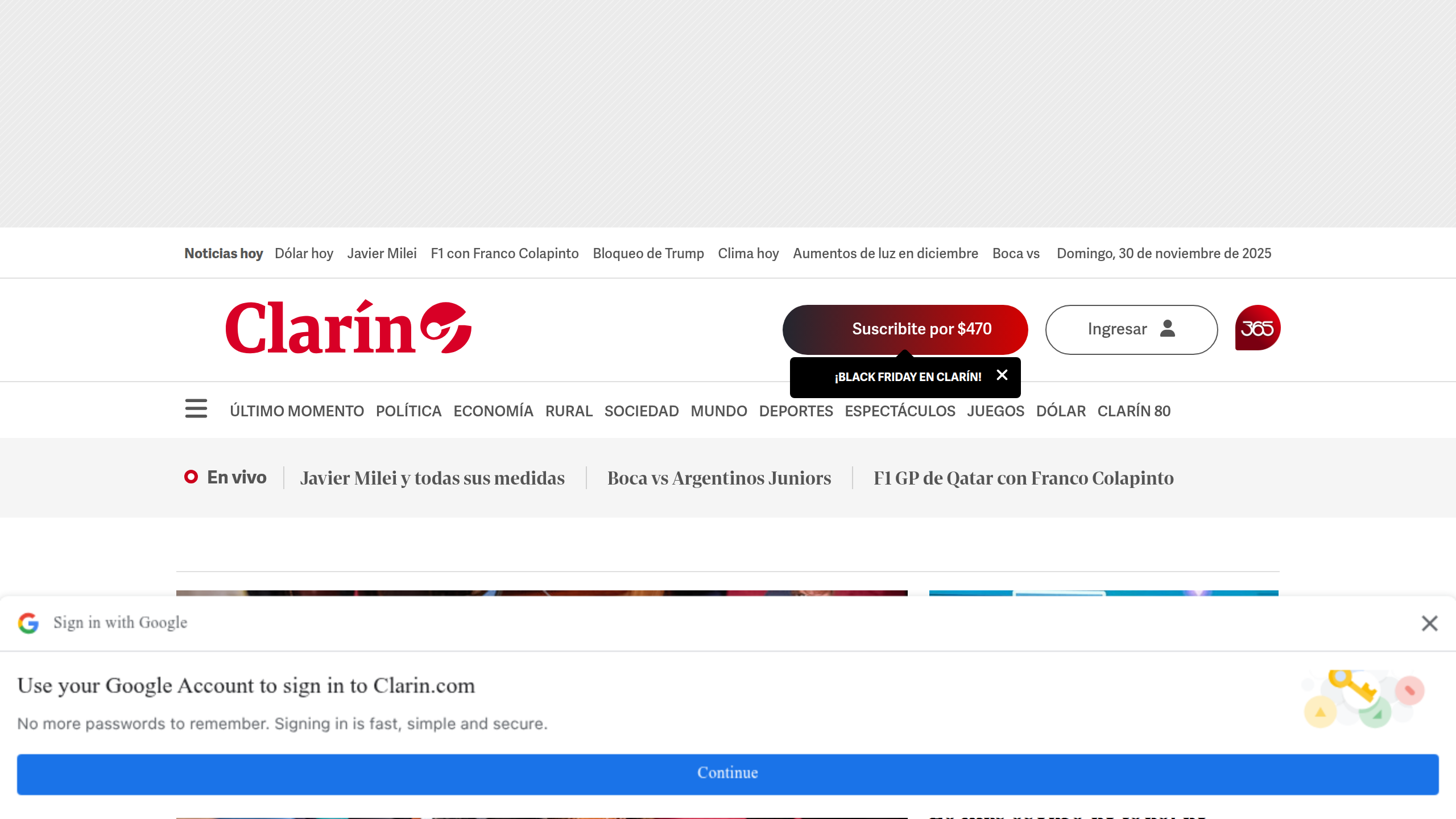 Captura de pantalla de Clarín