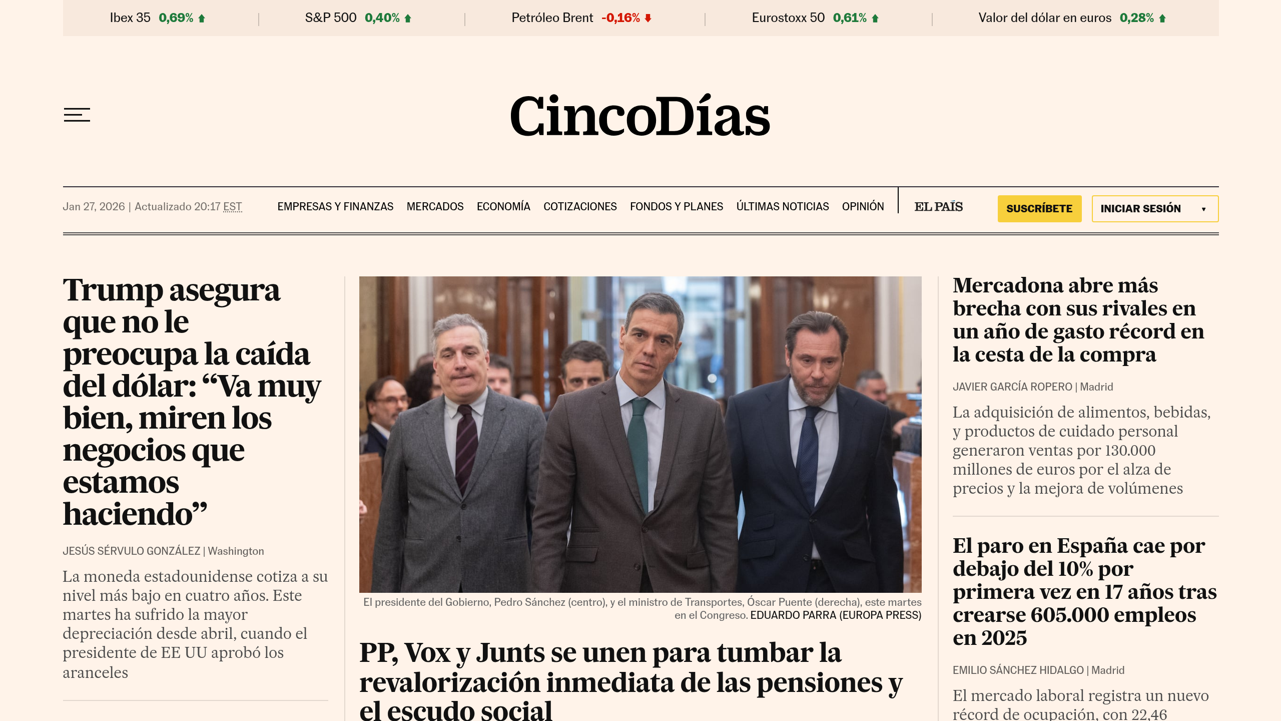 Captura de pantalla de Cinco Días
