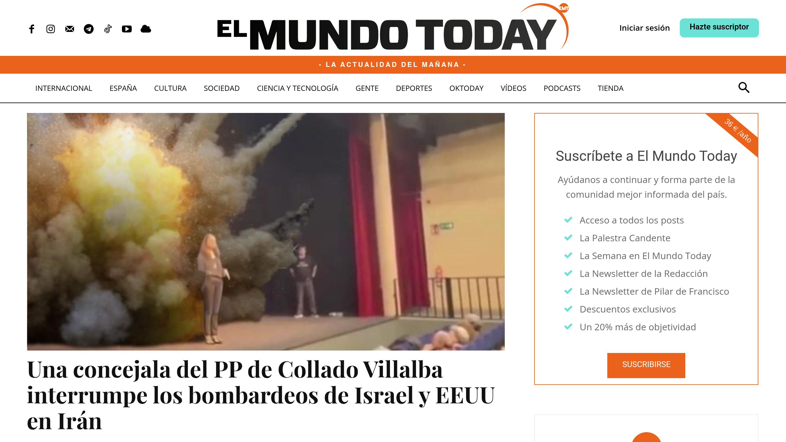 Captura de pantalla de El Mundo Today