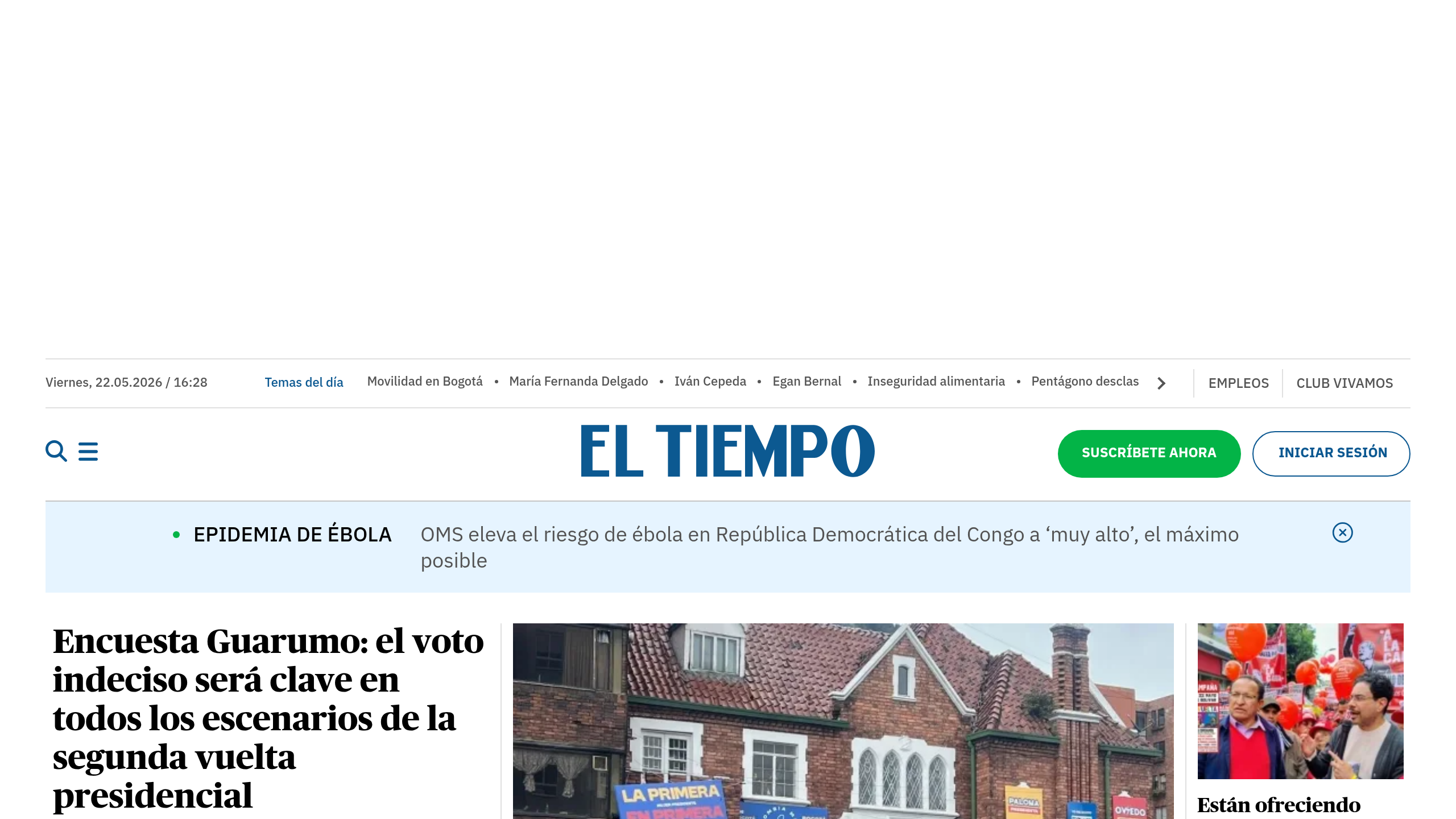 Captura de pantalla de El Tiempo