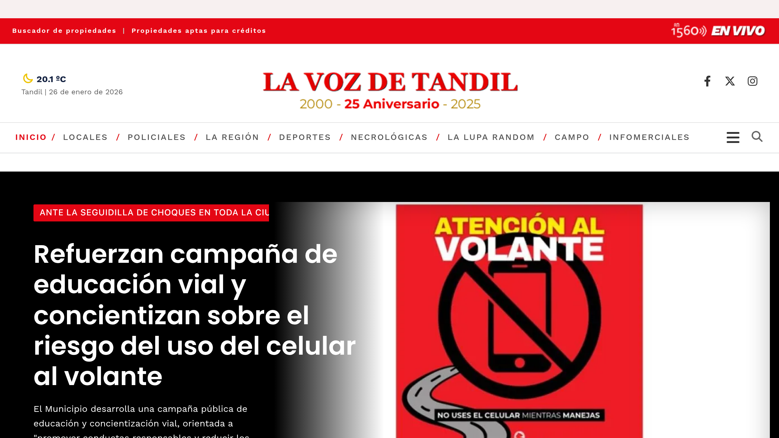 Captura de pantalla de La Voz de Tandil